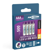 Ansmann Li-Ion Micro AAA 1.5v USB-C oplaadbare accu set 4 stuks